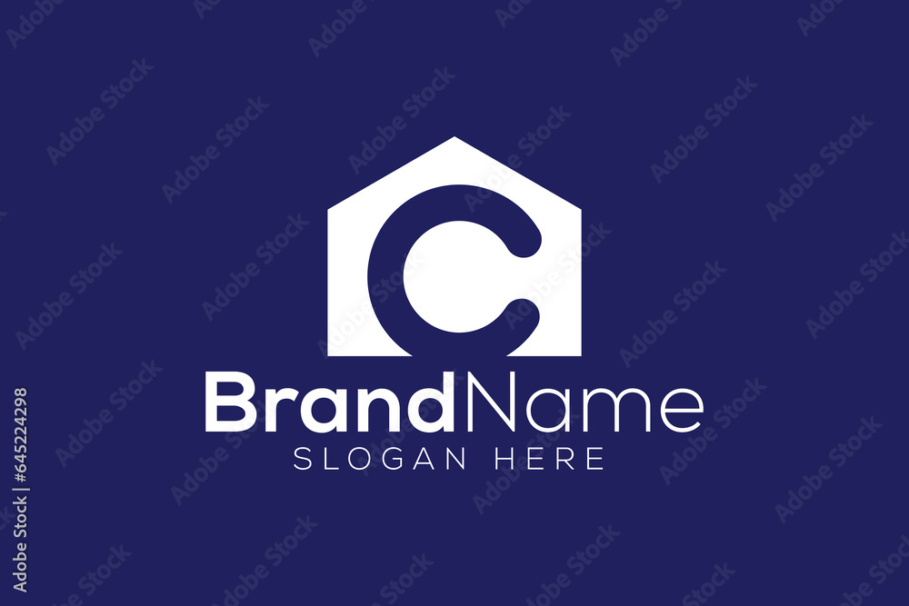 Obraz premium Trendy and minimal letter C home vector logo design