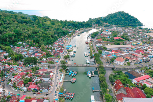 Aerial Photo of the Batang Arau river in Padang City, West Sumatra, Indonesia photo