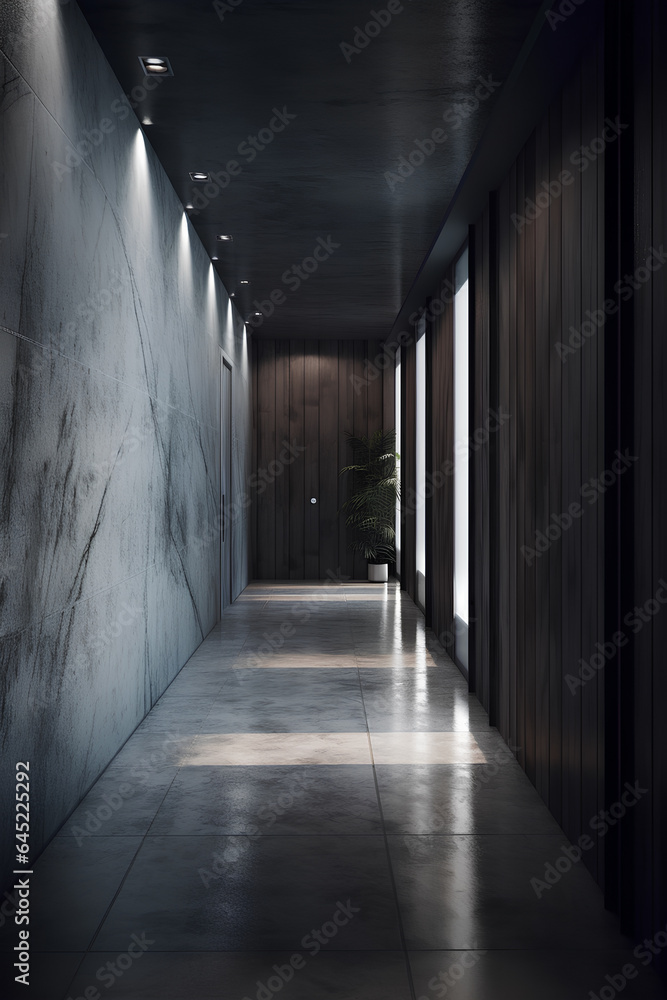 Grunge style hallway interior in the hotel