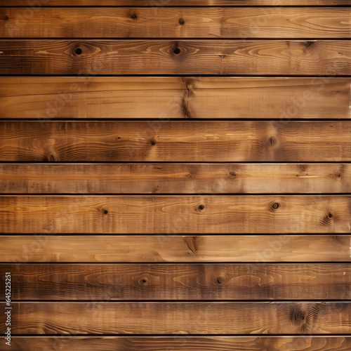 Medium brown wood texture background viewed from above. The wooden planks are stacked horizontally and have a worn look. This surface would be great as design element for a wall, floor. generative ai.