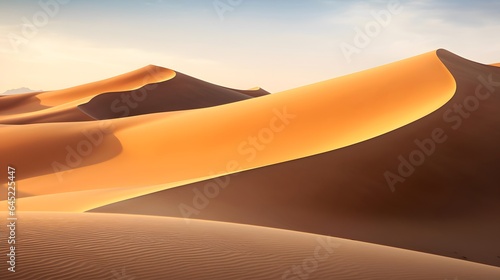 Panoramic view of the Sahara desert at sunset  Morocco.