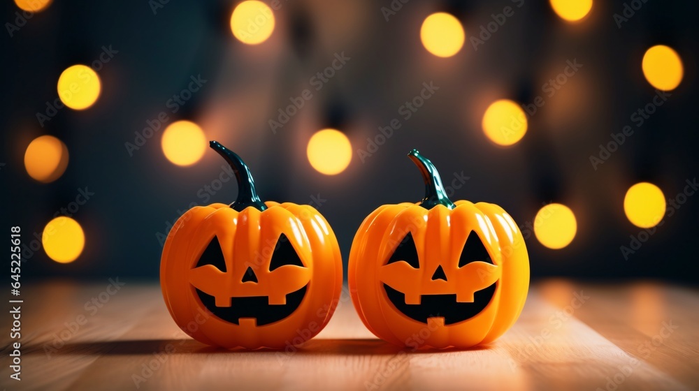 Fototapeta premium ハロウィンのかぼちゃ、余白・コピースペースのあるかわいい背景