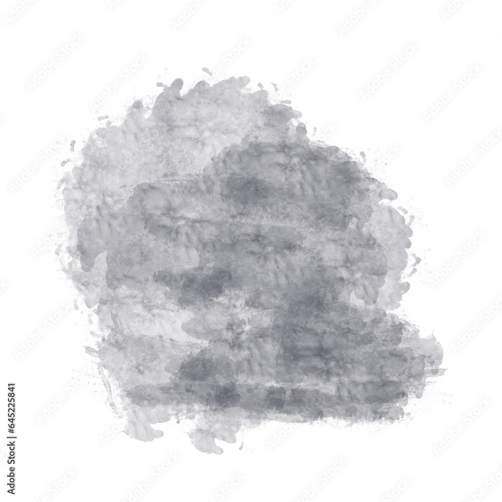 Night dark sky spot illustration isolated on white background. Black, grey clouds, smoke hand drawn. Backdrop mystical element for design scene Halloween, gothic background