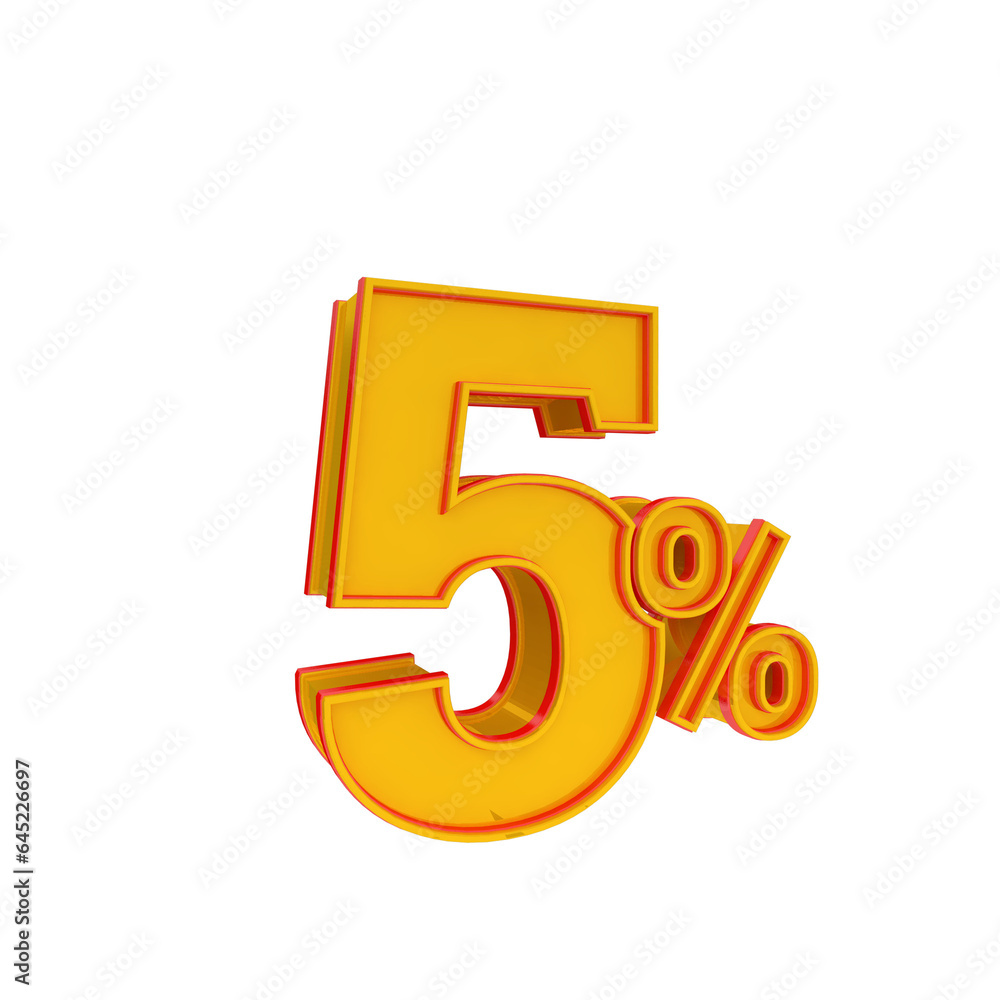 5 Percent 3D render angled promotion 3d letter 5 Percent 3D render angled promotion 3d letter