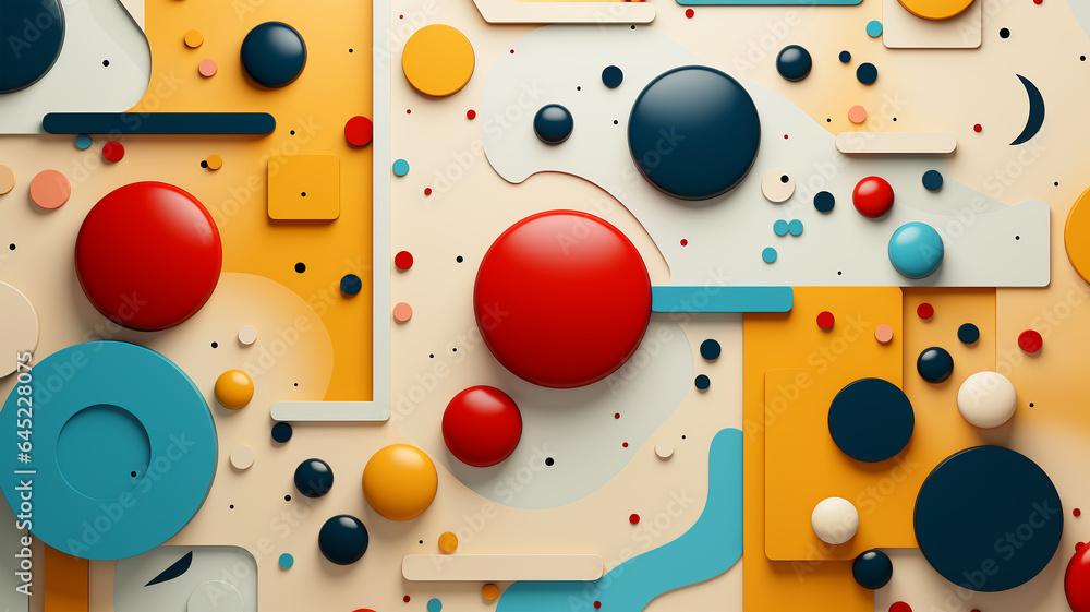 Geometric abstract art poster with squares and circles shapes and figures, wallpaper and postcard, flyer Geometric abstract art poster with squares and circles shapes and figures, wallpaper and postcard, flyer