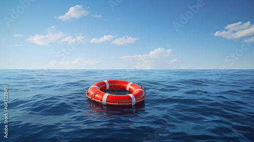 Lifebuoy floating at sea - Generative AI 
