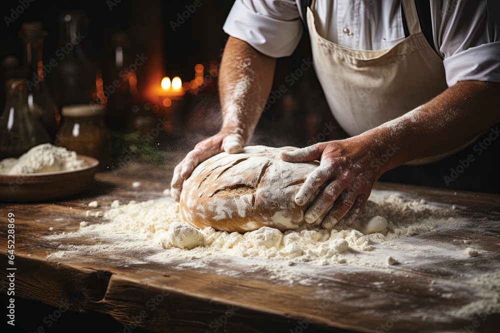 A baker's workstation adorned with various baking tools and ingredients