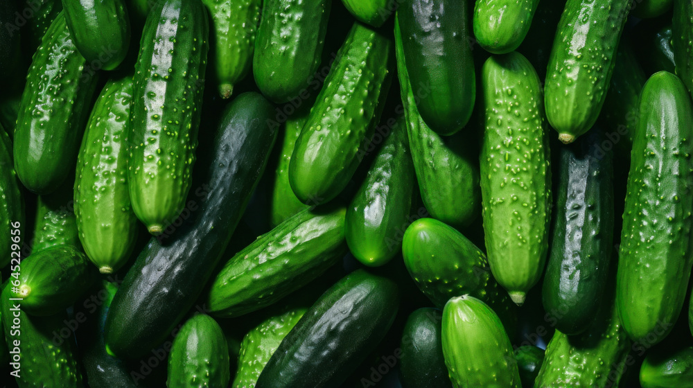 Lots of cucumbers. Top view of cucumbers. Vegetables. Agriculture. Lots of cucumbers. Top view of cucumbers. Vegetables. Agriculture.