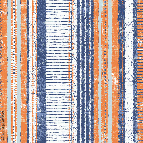 Abstract cotton textured gray blue Washed Digital Watercolor Painting stripe brush Plaid check patten Seamless fabric texture print.