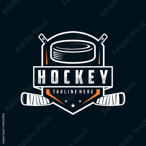 Hockey logo badge emblem. Sports label vector illustration for a hockey club