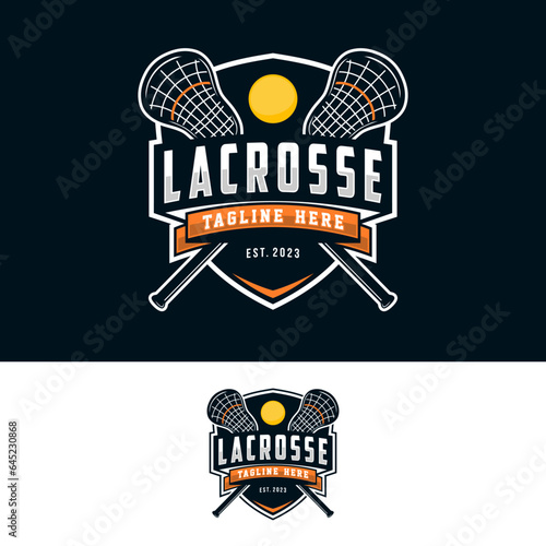 Lacrosse logo badge emblem. Sports label vector illustration