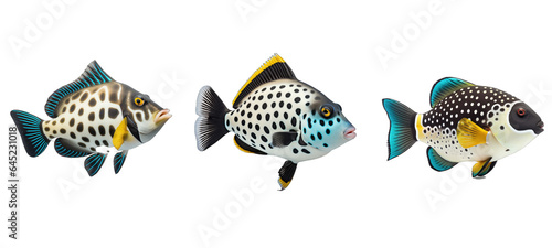 Fototapeta Naklejka Na Ścianę i Meble -  reef clown triggerfish illustration ocean tropical, water nature, sea aquarium reef clown triggerfish