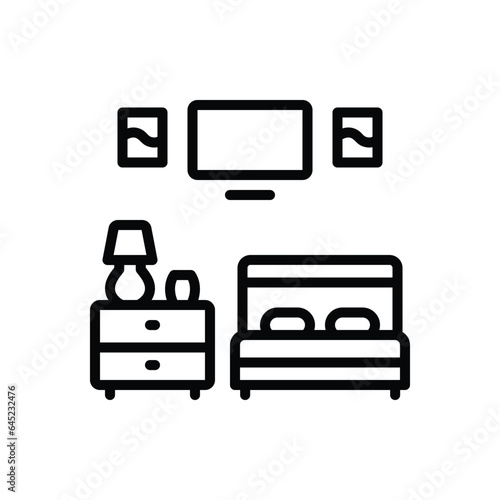 Black line icon for guest bedroom 