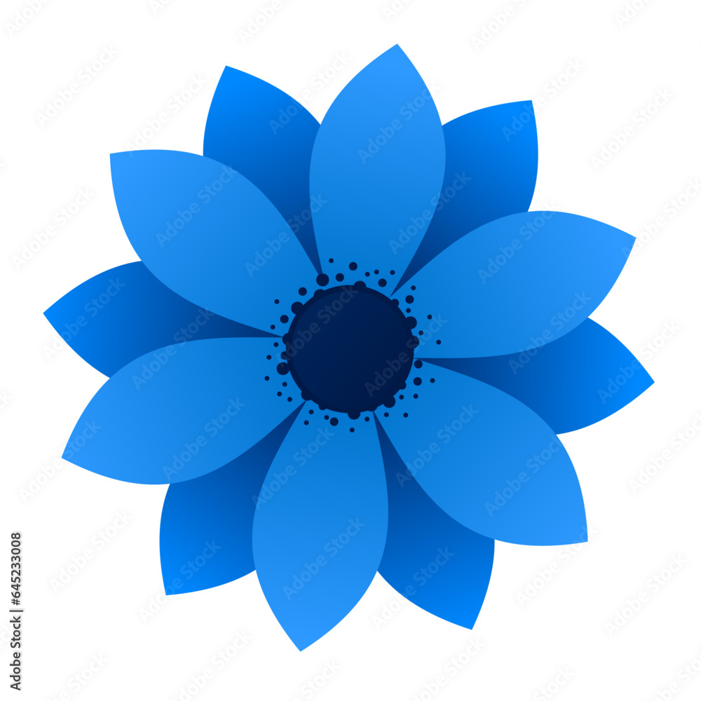 blue flower vector illustration logo icon clipart isolated on white ...