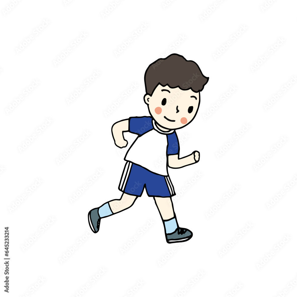happy little boy running, hand drawn style vector illustration. happy little boy running, hand drawn style vector illustration.