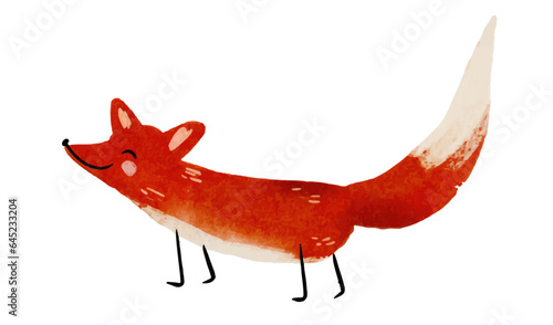 Funny foxy, vector illustration, hand drawn. Cute Watercolor clip art elements, ready to print. Perfect for invitation, nursery design, children products, baby shower decorations