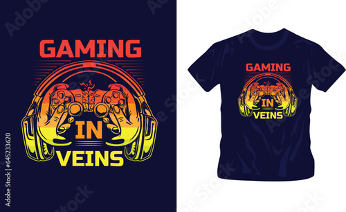 gaming in veins controller t-shirt design editable template
