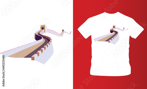 great wall of china t-shirt design editable template