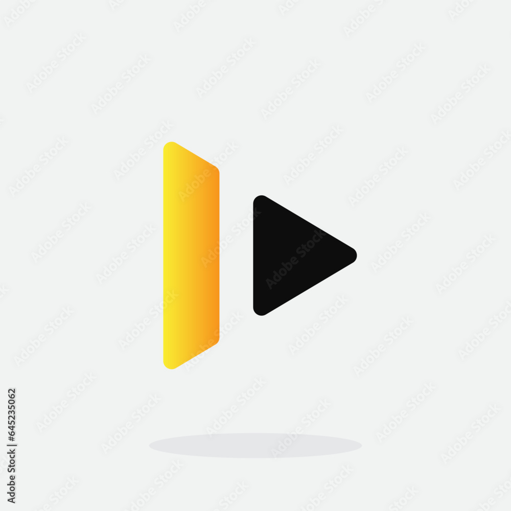 Play button for media app logo design with black and yellow color. Streaming service app Logotype. Multimedia player icon design element for Music and movie start sign, audio and video editor logo Play button for media app logo design with black and yellow color. Streaming service app Logotype. Multimedia player icon design element for Music and movie start sign, audio and video editor logo