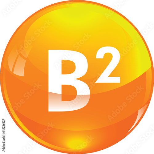 Vitamin B2 pill golden capcule icon.