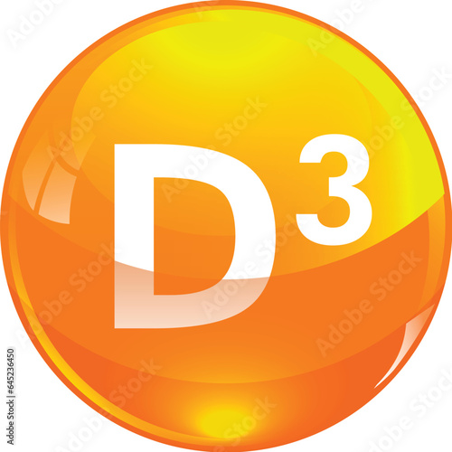 Vitamin D3 pill golden capcule icon.
