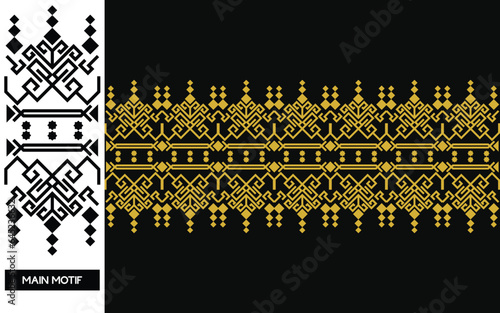 Vector seamless batik songket motif from indonesian for printing , clothing , card , cotton ,carpet and another textile product. Border pattern isolated. Arabic, aztec ,songket, ikat, batique, ulos.