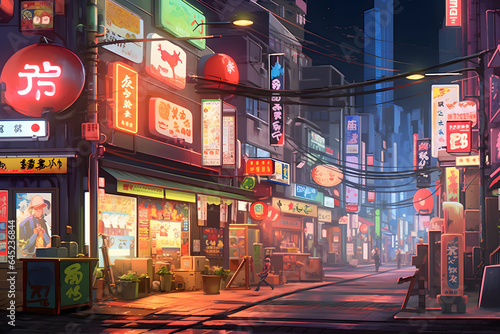 Wallpaper Mural view of Tokyo city street lights at night Made with Generative AI Torontodigital.ca