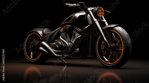 3D render of motorcycle wiht a black background