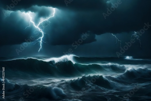Lightning Over a Stormy Sea