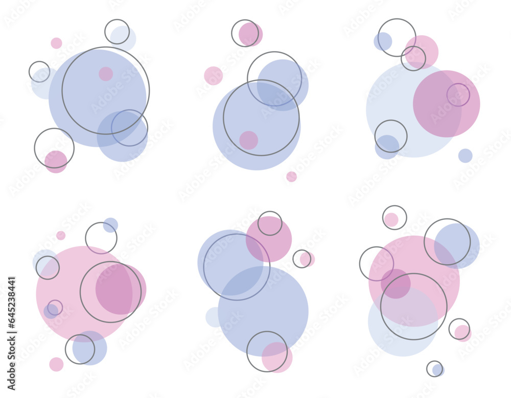 A set of flat bright soap bubbles with a line, volumetric illustration, cute colors, flat design. Soap foam, carbonated drink, oxygen bubble pictogram, vector illustration. A set of flat bright soap bubbles with a line, volumetric illustration, cute colors, flat design. Soap foam, carbonated drink, oxygen bubble pictogram, vector illustration.