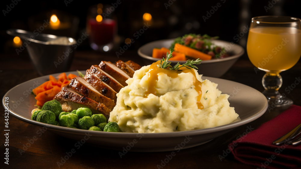 Mashed Potato with Turkey Serving Dish Thanksgiving Mashed Potato with Turkey Serving Dish Thanksgiving