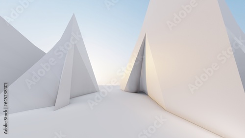 Abstact architecture background buildings geometric shape 3d render