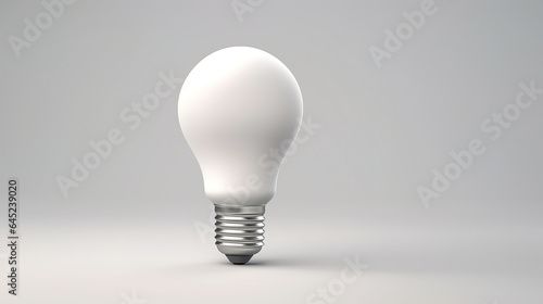 Close-up of white lightbulb on grey background with copy space