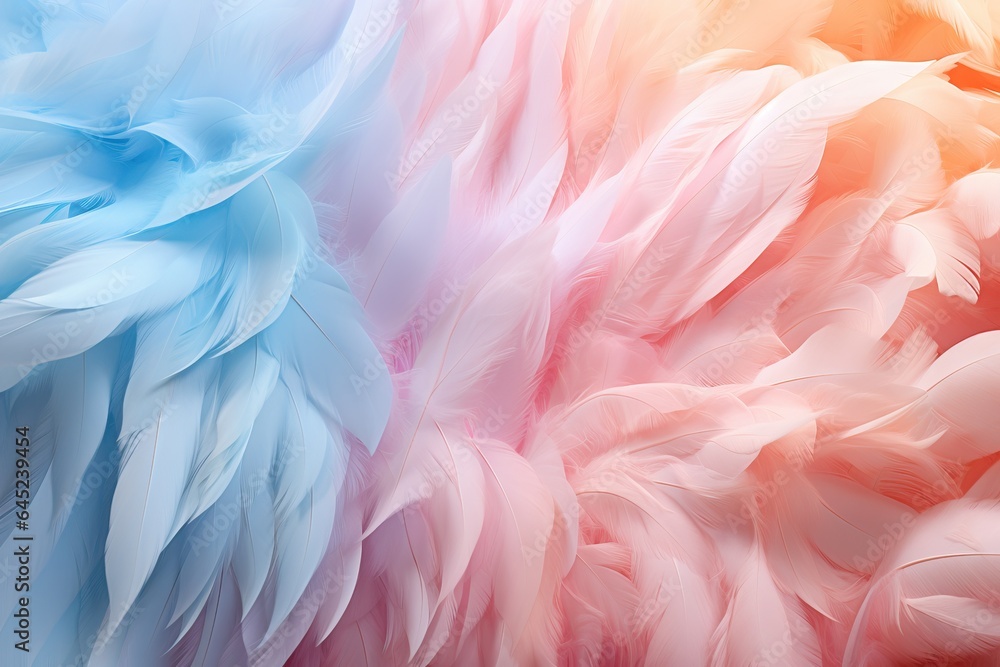 Beautiful multicolour feathers background in pastel colors. Closeup image of colorful fluffy feather. Minimal abstract composition with place for text. Copy space Beautiful multicolour feathers background in pastel colors. Closeup image of colorful fluffy feather. Minimal abstract composition with place for text. Copy space