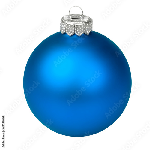 Blue Christmas bauble on white background photo