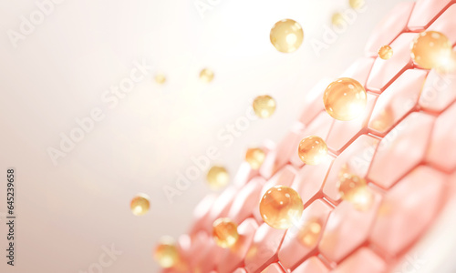 3D Collagen Skin Serum and Vitamin illustration isolated on soft color background. concept skin care cosmetics solution. 3d rendering.  © ATKWORK888