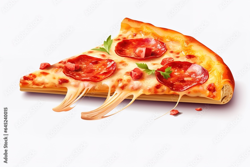 Slice of fresh italian classic. Pizza isolated on white background Slice of fresh italian classic. Pizza isolated on white background