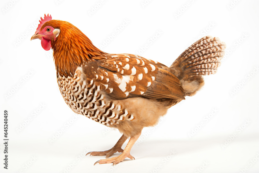 Fototapeta premium a chicken with a red head and a white body