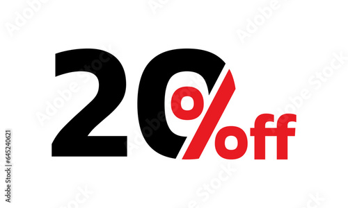 20% price off icon. 20 percent sale label, sign or tag. Discount, promotion banner design element. Vector illustration.