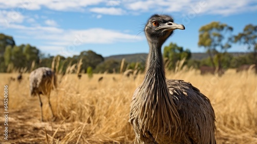 grace and beauty of an emu on a farm