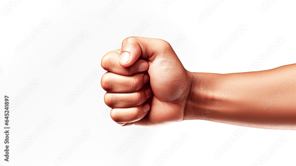 Hand clenched into a fist isolated on white background Hand clenched into a fist isolated on white background