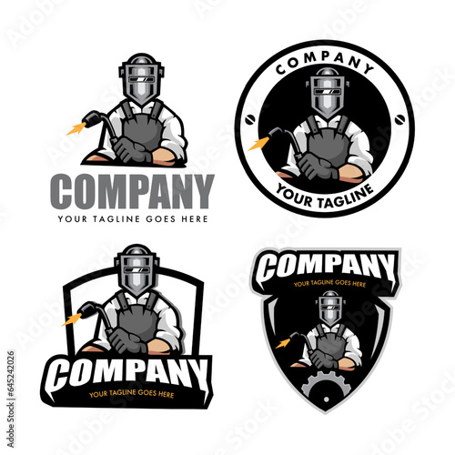 Welder with welding machine logo set
