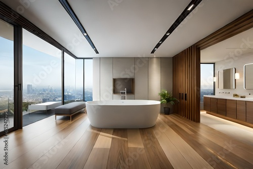 modern bathroom interior with bathtub