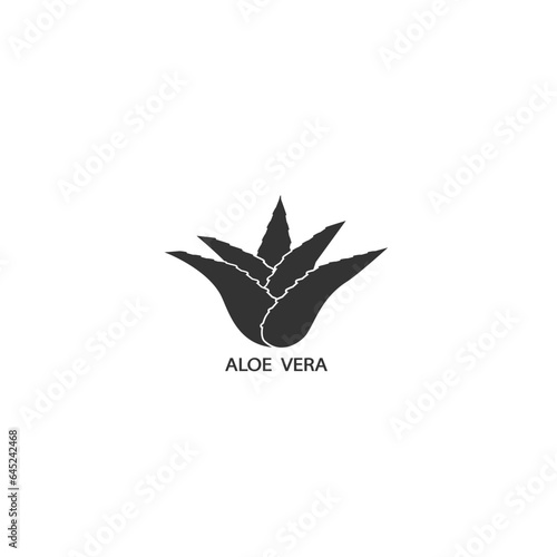Aloe Vera green logo icon for natural organic product package label. Isolated Aloe Vera leaf sign for cosmetic or moisturizer cream packaging design template 