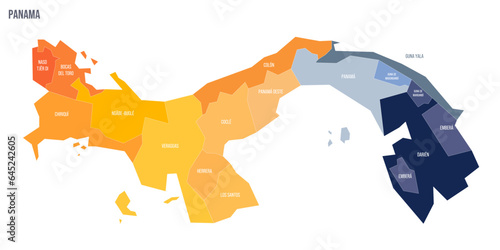 Panama political map of administrative divisions - provinces. Colorful spectrum political map with labels and country name.