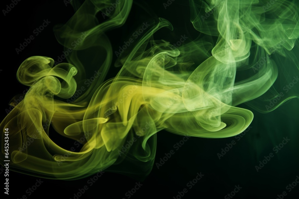 Green and yellow smoke on a black background Green and yellow smoke on a black background