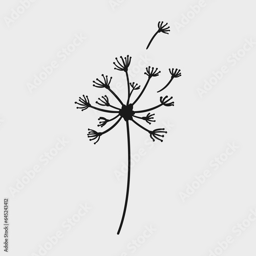 simple hand drawn of a dandelion flower. dandelions blown by the wind. for decoration, greeting card, banner, etc. vector graphic.