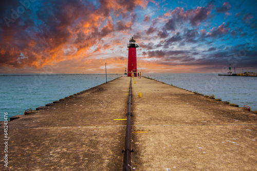 Obraz na płótnie Kenosha Lighthouse View in Kenosha City of Wisconsin w salonie