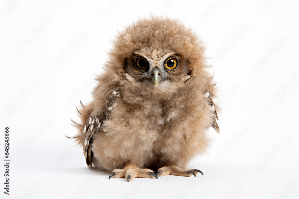 Obraz premium a small owl sitting on a white surface