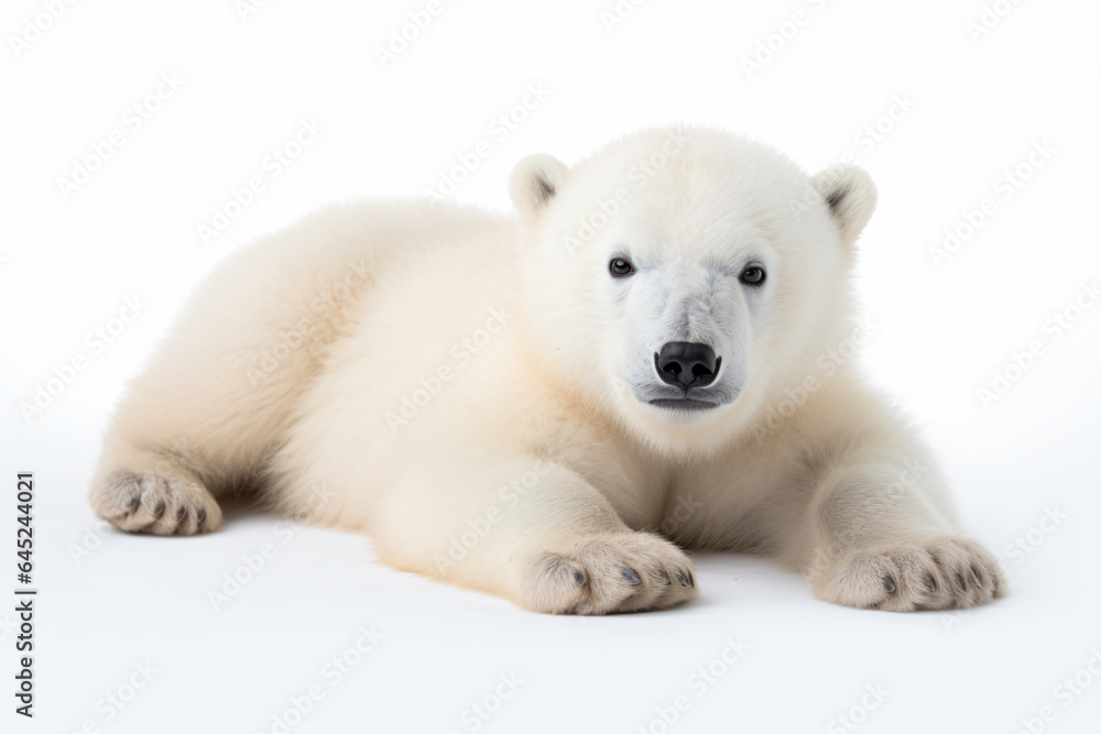 Fototapeta premium a polar bear laying down on a white surface
